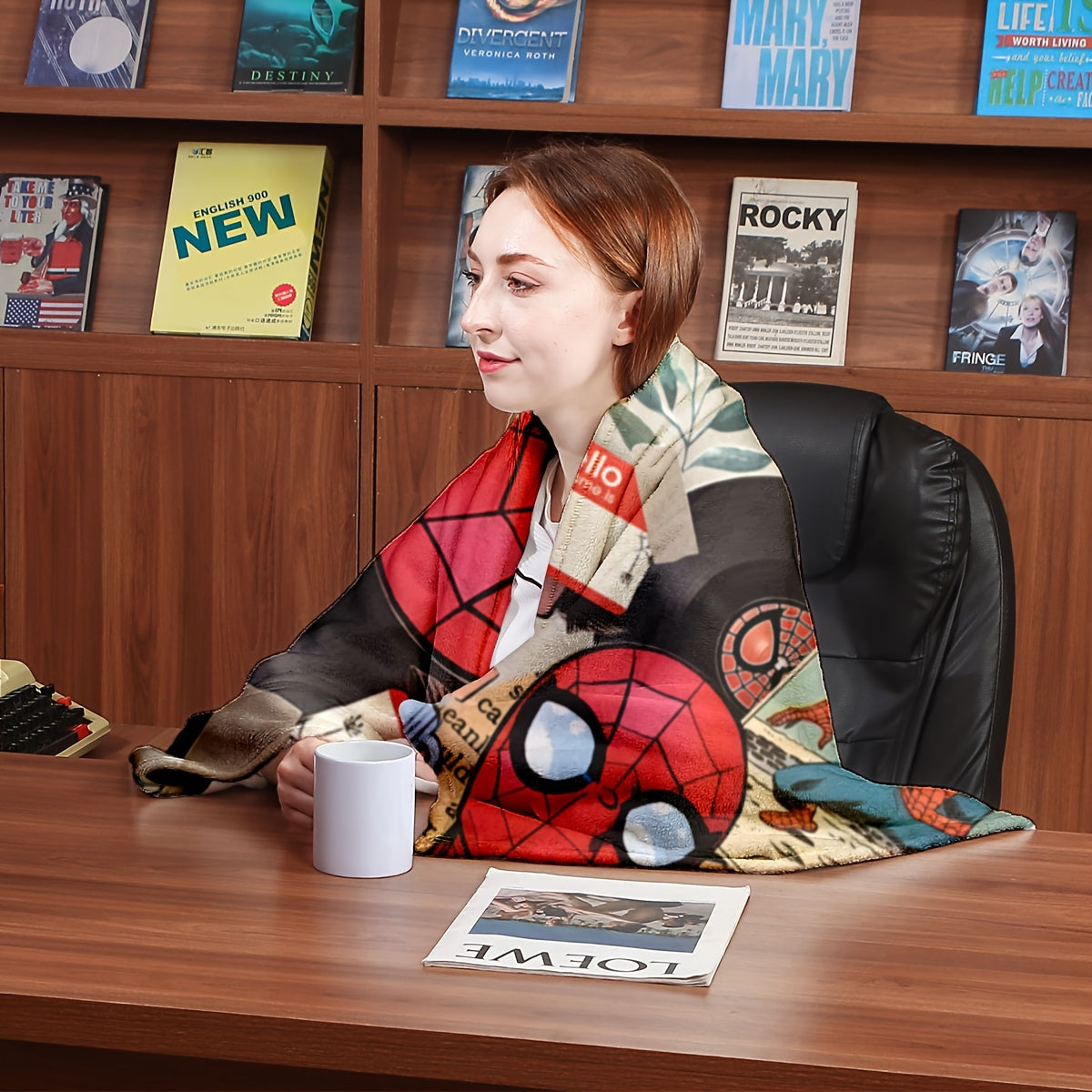 Cartoon Spider Plush Blanket - Perfect for All Seasons! 
This cozy 1pc blanket features a fun cartoon spider design and is made of high-quality polyester material. 
It is great for keeping you warm in bed, on the sofa, while traveling, camping, or even