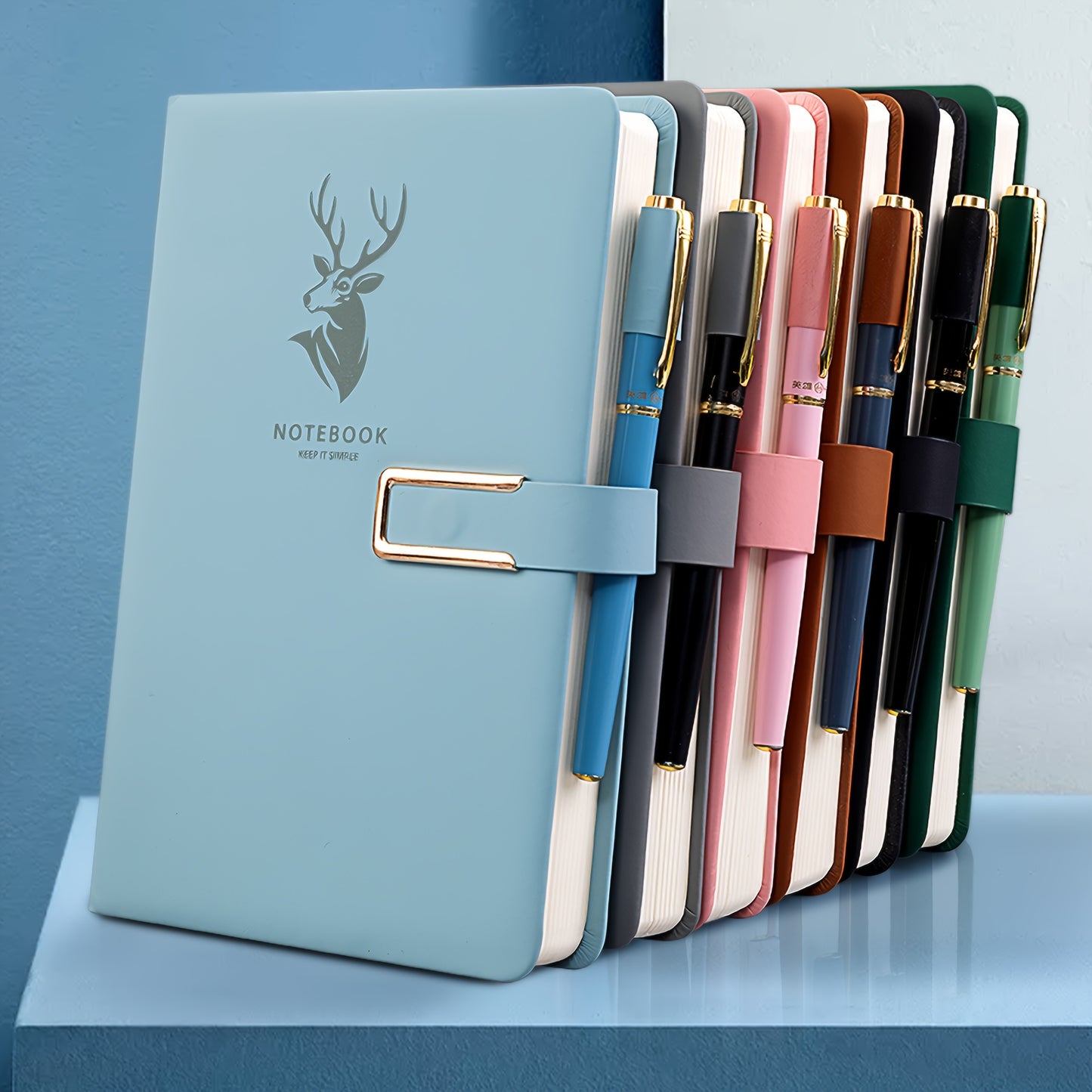 Premium faux leather notebook with buckle closure, 160 waterproof square grid pages for home, office, and study use.