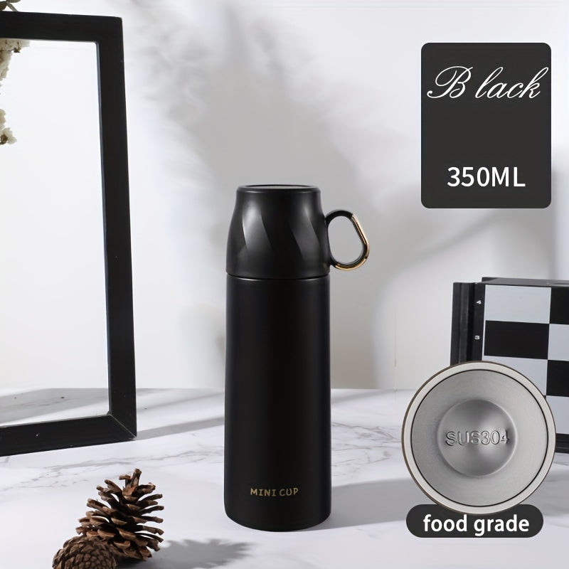 This stainless steel thermal cup comes in a set with a gift box. It features a double-layer design that is leakproof and insulated, keeping your drinks hot or cold for hours. Perfect for activities such as cycling, backpacking, office or car use, school