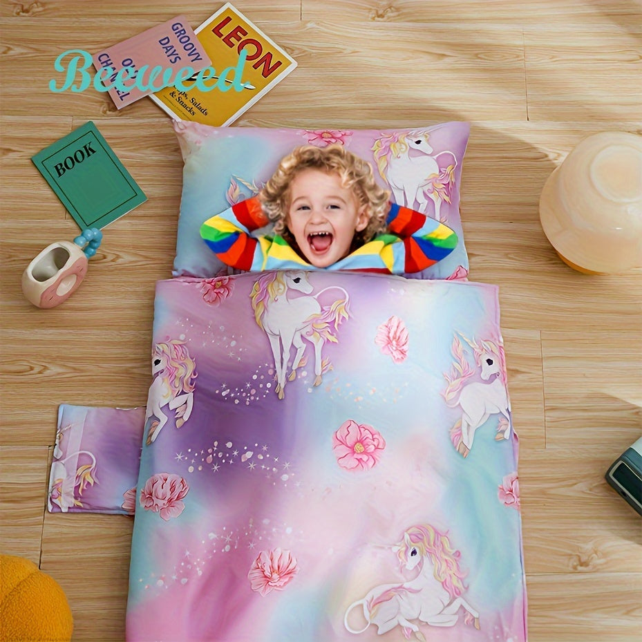 Soft Microfiber Kids Sleeping Mat with a Removable Pillow - Ideal for Preschool Daycare, Travel, and Gifting during Halloween and Christmas - Suitable for Ages 3-6