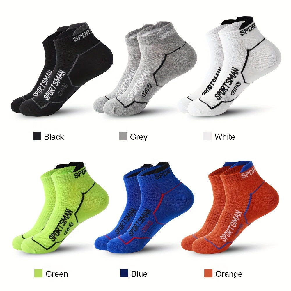 6 pairs of breathable men's short socks for all seasons, sweat-absorbing and sweat-resistant.