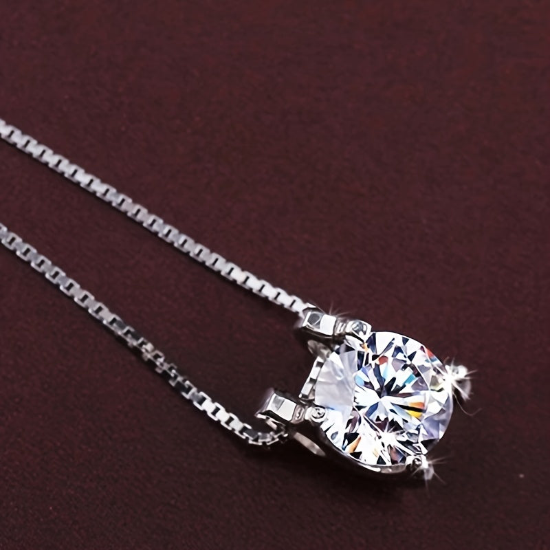 Vintage Boho Style 925 Sterling Silver Moissanite Pendant Necklace - Elegant piece for casual wear or gifting.