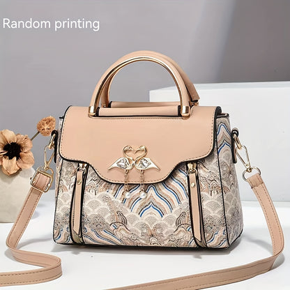 New high-end textured women's bag: stylish and practical printed handbag that can be worn as a trendy shoulder bag or crossbody for fashionable ladies.