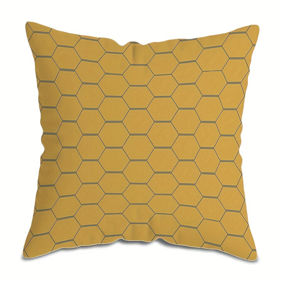 Boho Chic Throw Pillow Cover - Vibrant Yellow & Gray Geometric Design, 44.96x44.96 cm, Made of Polyester with Zip Closure - Perfect for Sofa, Bedroom, Office, or Farmhouse Decor. Easy to clean in the washing machine. Insert not included.