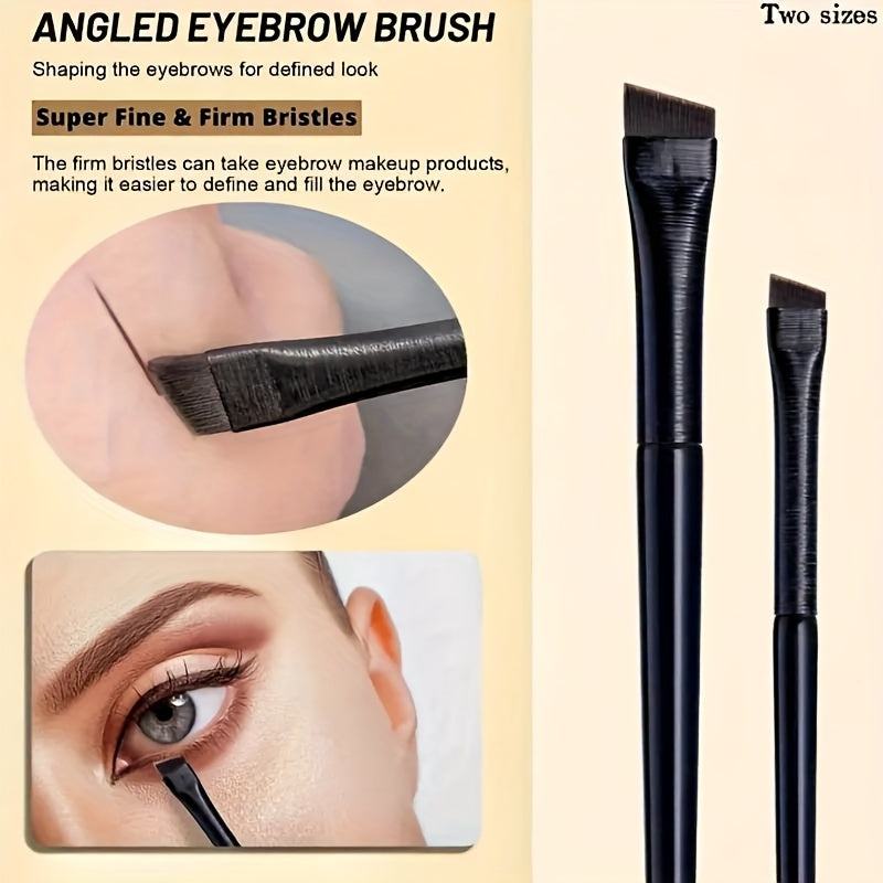 5-piece eye makeup brush set for precise application: includes angled eyeliner, sickle, and brow brushes.