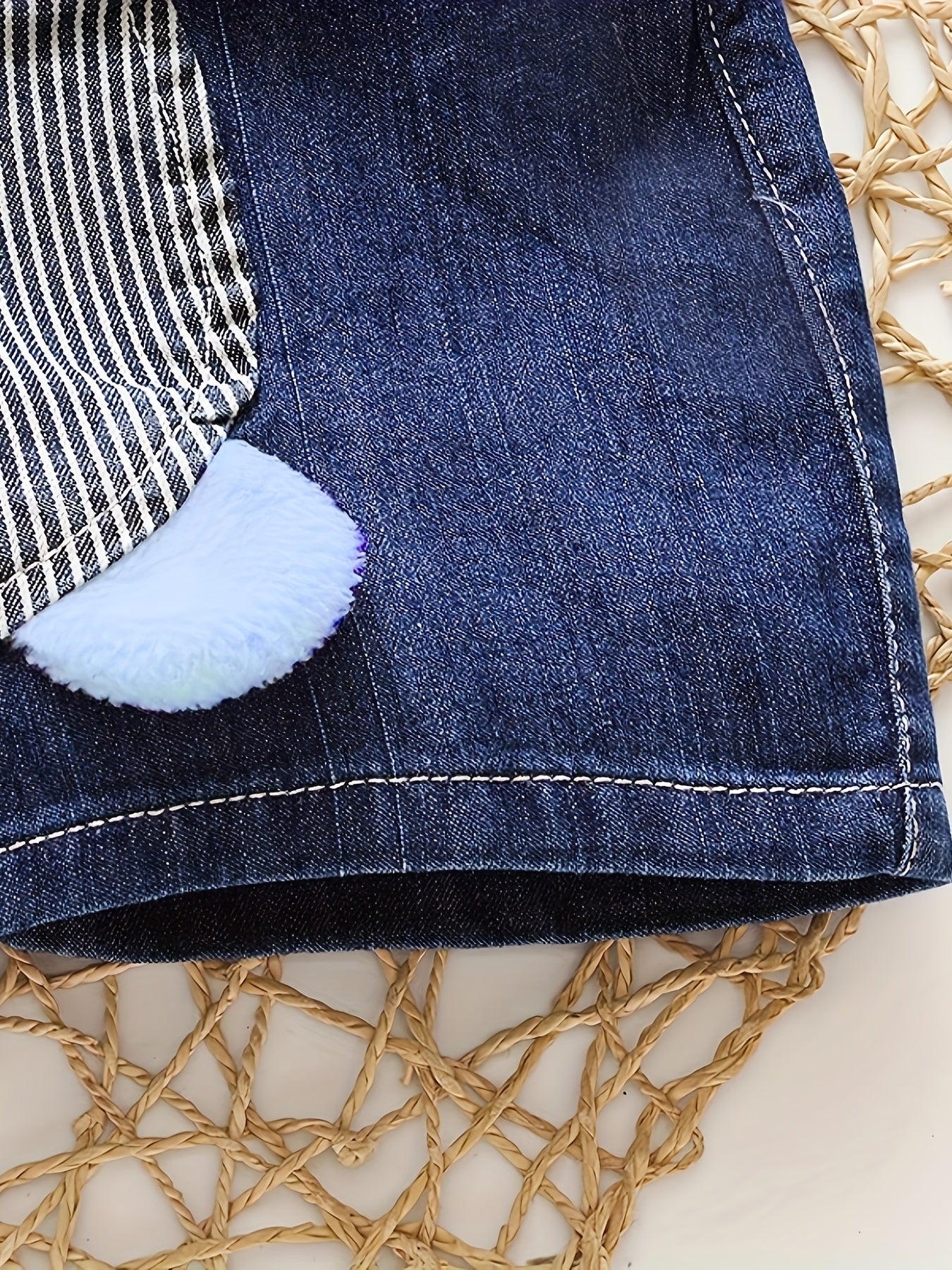 Bear-themed baby denim overalls shorts for summer