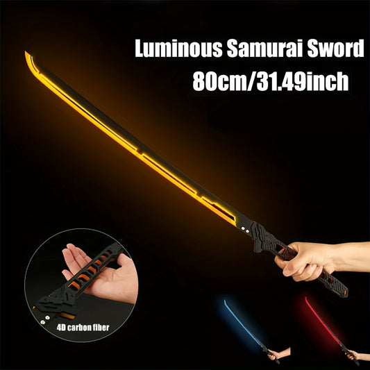 LED-Illuminated Samurai Sword Replica, 80cm/31.49inch with Light-Up Feature for Cosplay, Party Decoration, Photography Props - Cyberpunk Katana