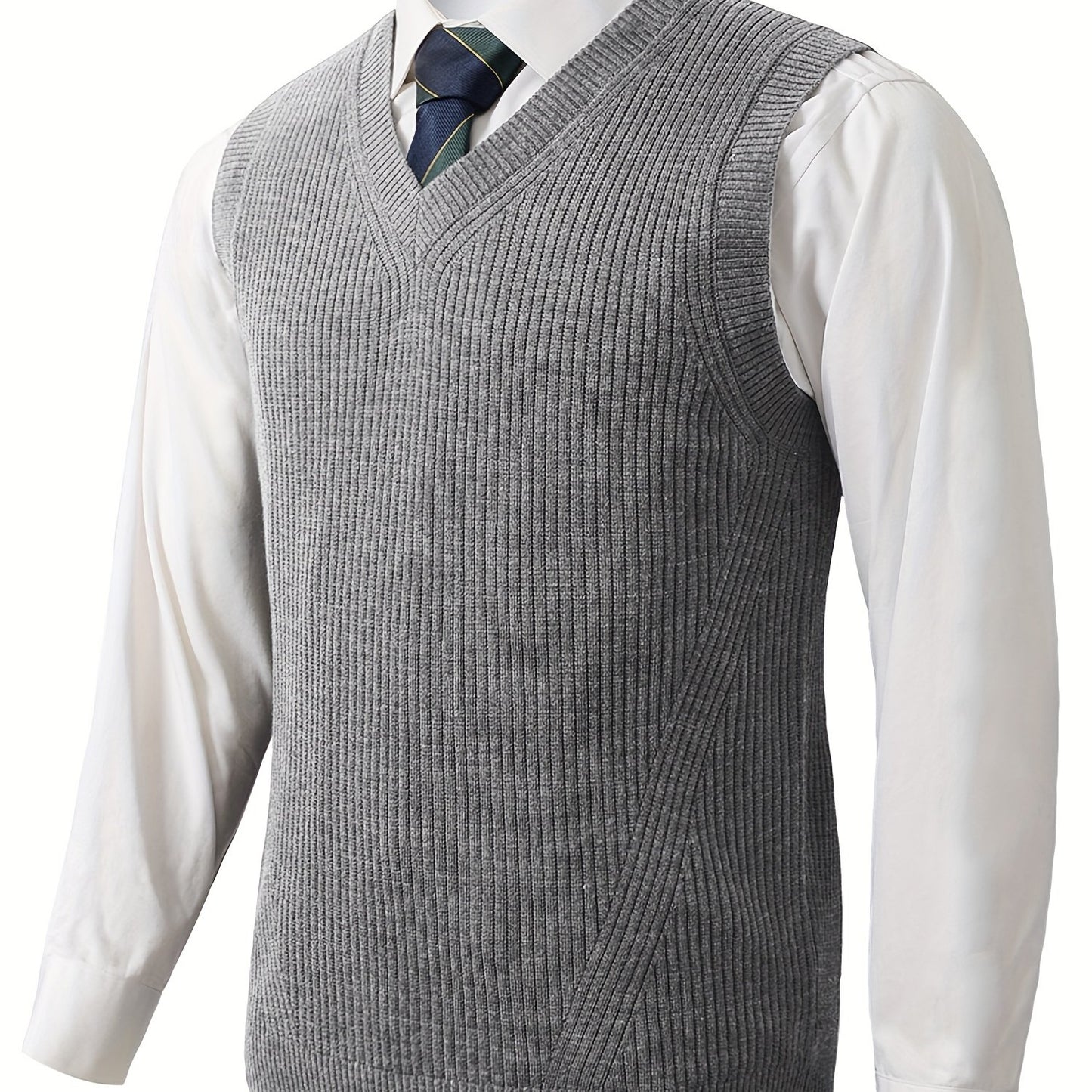 Sleeveless V-Neck Knitted Sweater Vest for Men