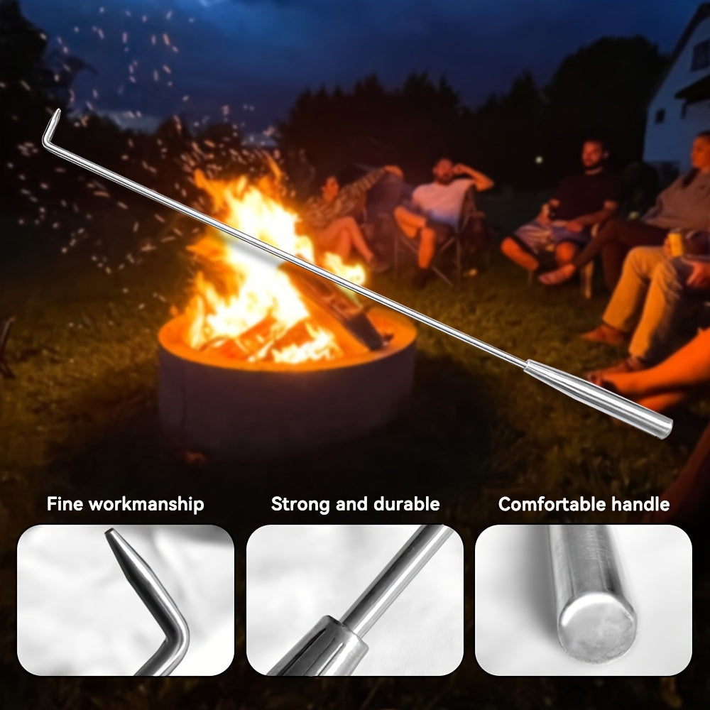 Stainless Steel Fireplace Hook: Ergonomically Designed, Rust-Resistant Tool for Indoor and Outdoor Activities - Ideal for BBQs, Camping, and More