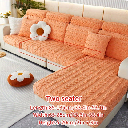 Wheat Sheaf Pattern Plush Sofa Cover, Cat Scratch Resistant, Elastic Fit for 1-4 Seater Sofas, Non-Slip, Machine Washable, Ideal for Multiple Rooms