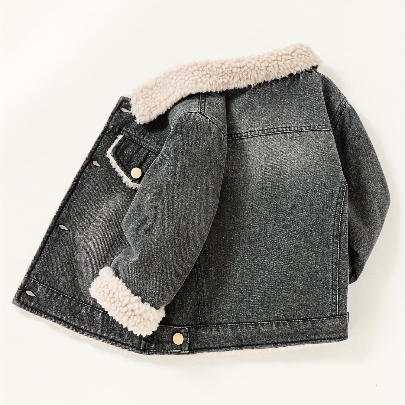 Warm, casual denim jacket lined with cozy fleece for boys in Fall/Winter.