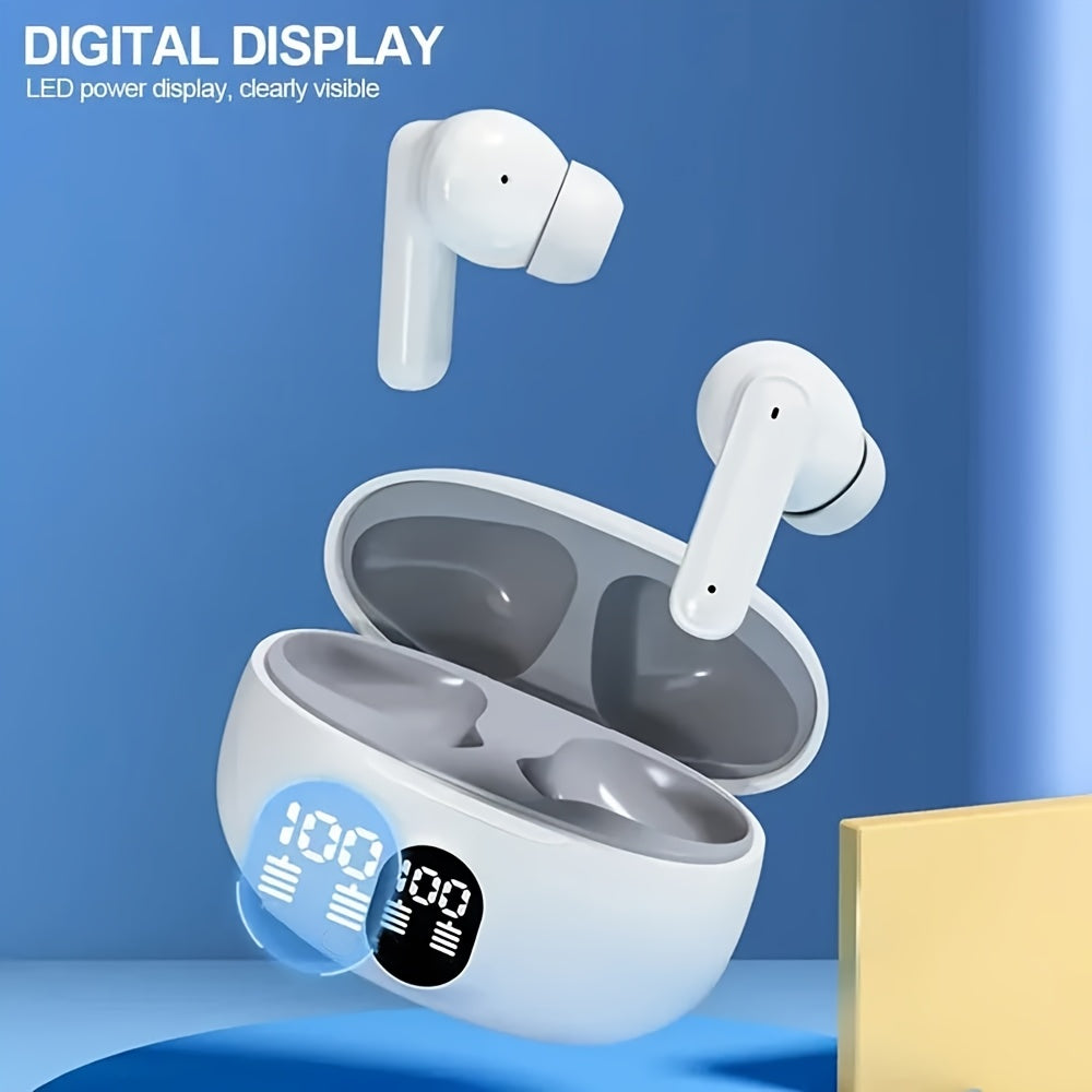 [2025 Explosion] TWS wireless in-ear headphones with clear screen display and HiFi stereo sound. Available in three colors with a trendy design. Ideal for sports, commuting, gaming, and