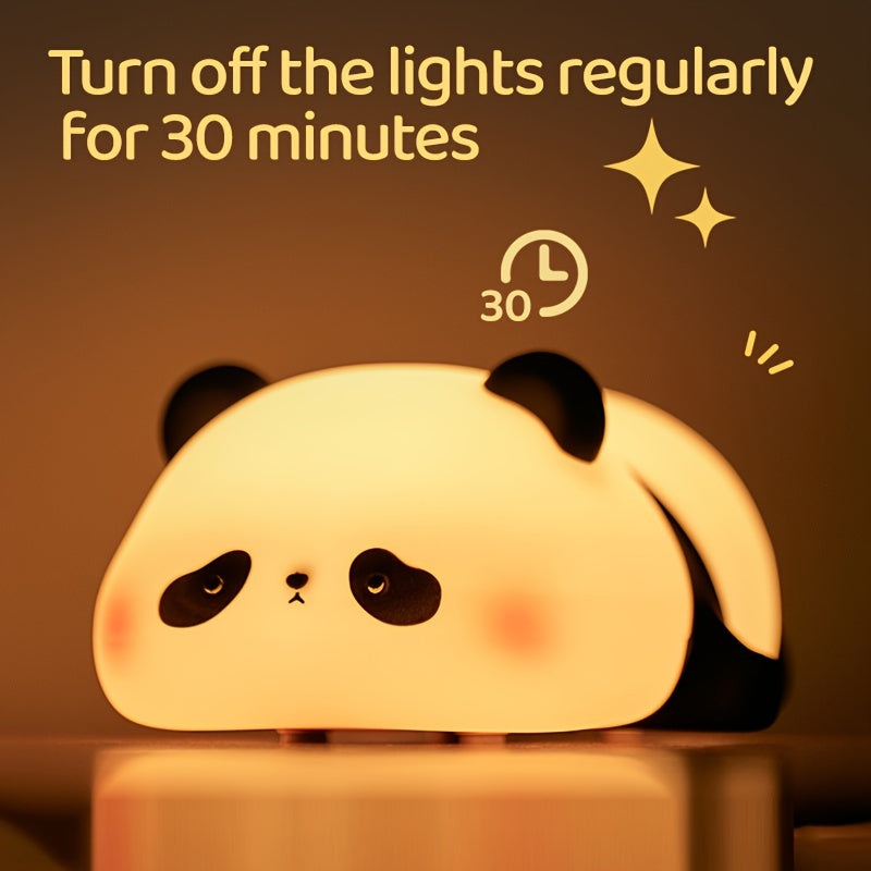 YETHKE Cute Panda Night Light: Touch control, USB rechargeable, adjustable brightness, modern design - perfect for bedroom decor.