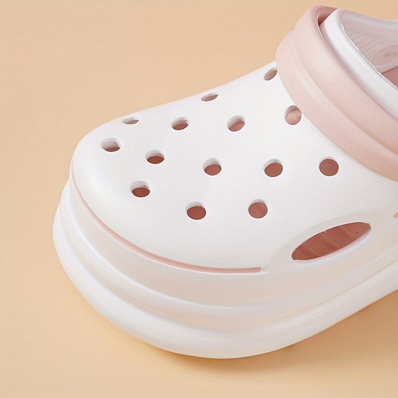 Cute new summer style hollow shoes for girls with dual-color thick-soled anti-slip EVA sandals for home, leisure, and outdoor beach, including parent-child style