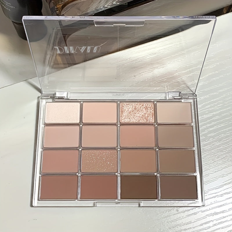 Dikalu 16-Color Eyeshadow Palette with Matte & Shimmer Finishes in Nude & Earth Tones, Long-lasting Delicate Powder for Everyday Glam Makeup Looks