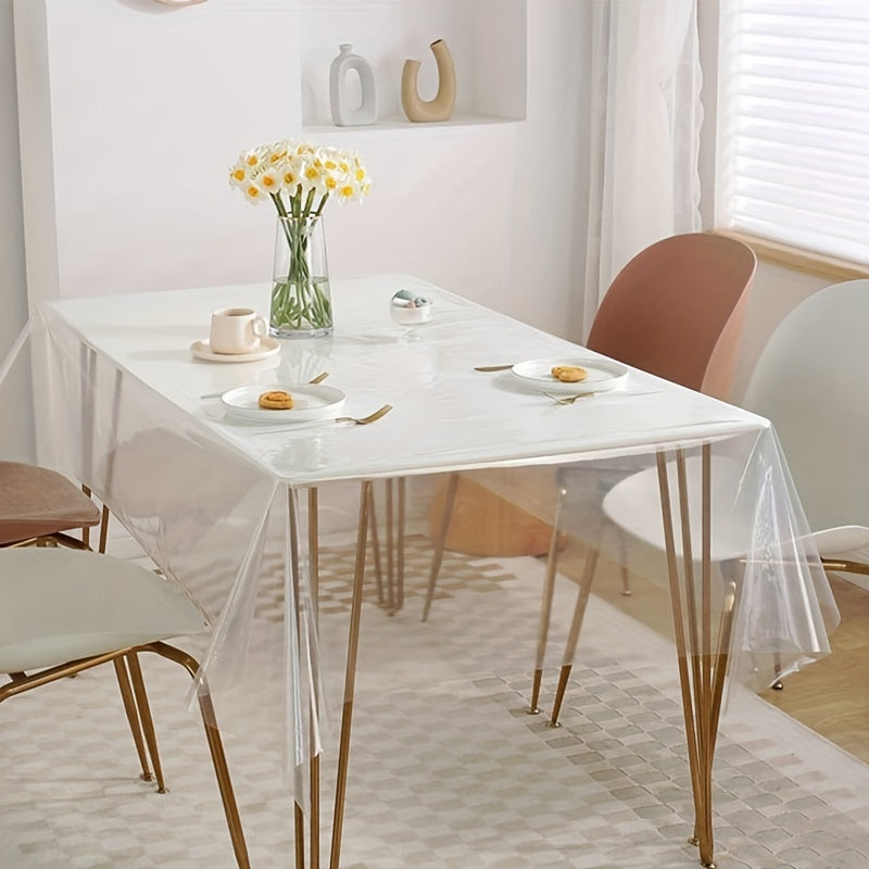 Transparent PVC table cloth for living room tea table, oil-proof, anti-scalding, dust-proof, and table protection for home kitchen dining table décor.