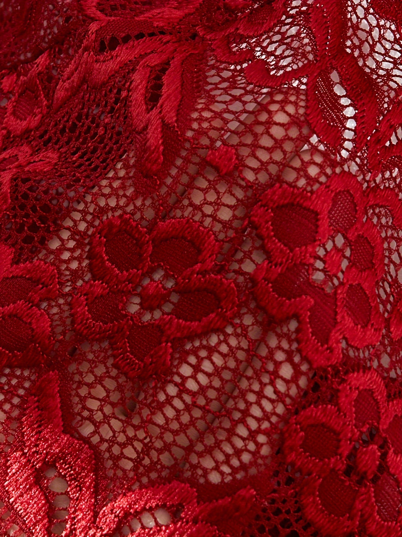 Bakli Elegant Red Lace Bodysuit: Vintage-inspired, stretchy teddy with floral patterns and scalloped trim, hand washable.