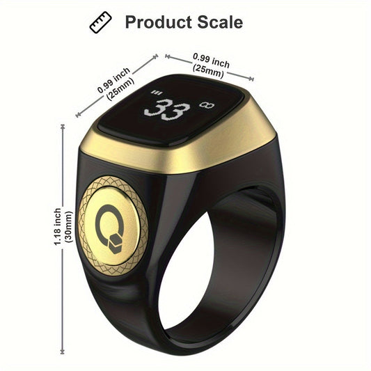 Introducing the TBSoon Zikr Ring: A Prayer Smart Ring with Lucky Ring features, Watch capabilities, and built-in Prayer Counters. Stay on track with 5 Prayer Time Reminders and a Prayer Direction Indicator Guide. Enjoy a long-lasting battery life, OLED