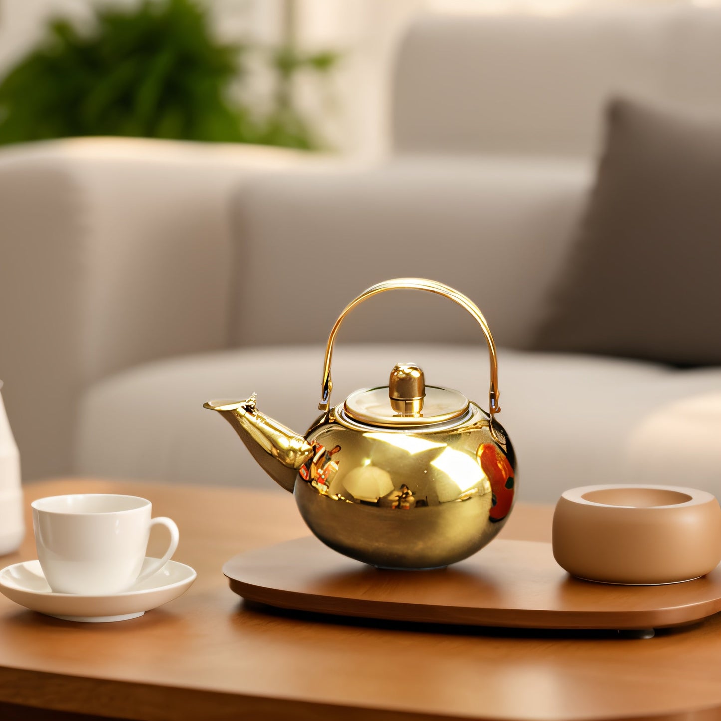 The Stainless Steel Teapot includes an Infuser for a flawless brewing experience of Coffee and Green Tea, suitable for both Home and Office settings.