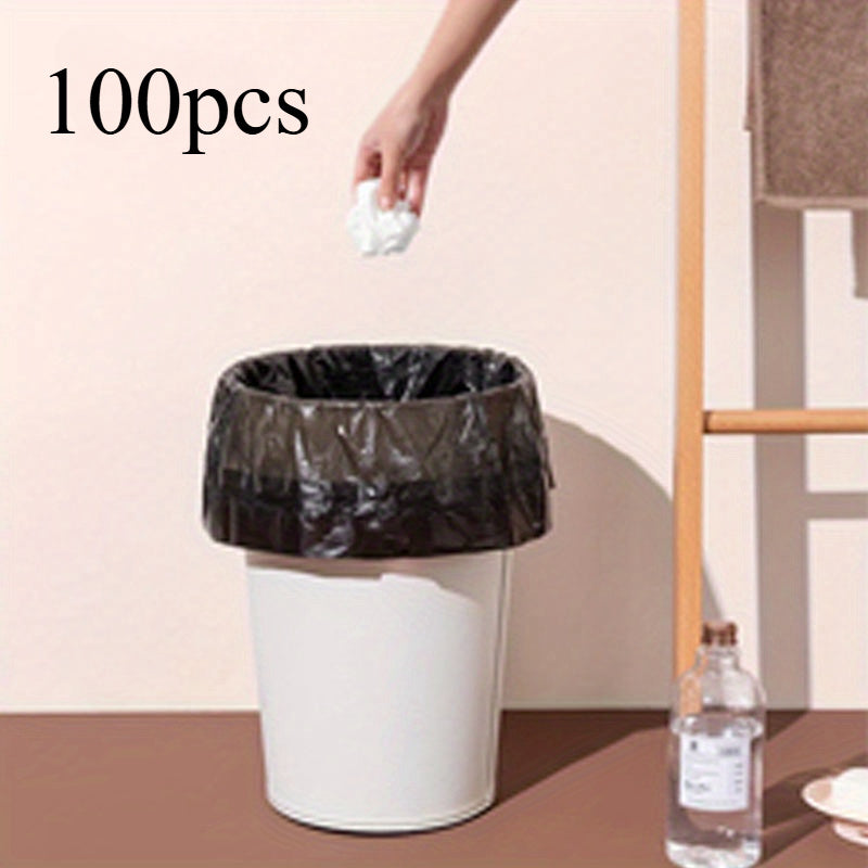 100 pieces of 4 rolls of black garbage bags designed for household use. These flat mouth plastic bags are suitable for use in the kitchen, bedroom, living room, yard, and toilet. They have strong load-bearing capacity and offer excellent privacy.