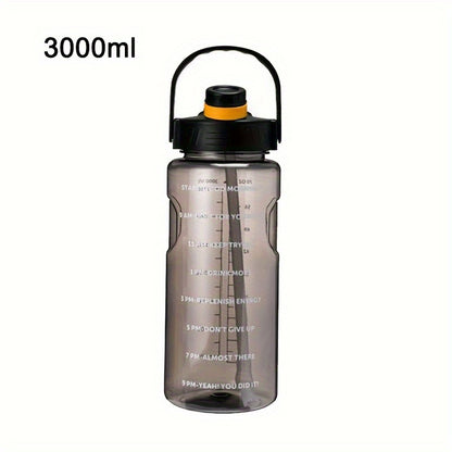 Durable, large capacity portable water bottle with straw for outdoor activities and travel.