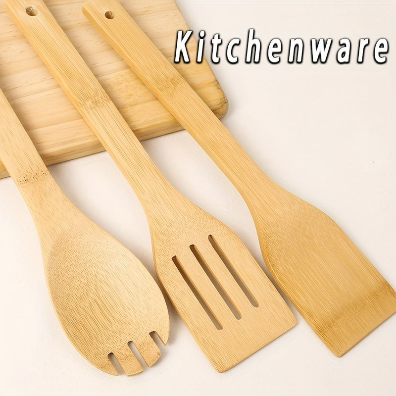 Ecobamboo Kitchen Utensil Set - Includes 3 Pieces: Cooking Spoon, Slotted Spoon, and Spatula - Made of Food-Grade Materials - Non-Electric Tools Perfect for Christmas, Halloween, Thanksgiving