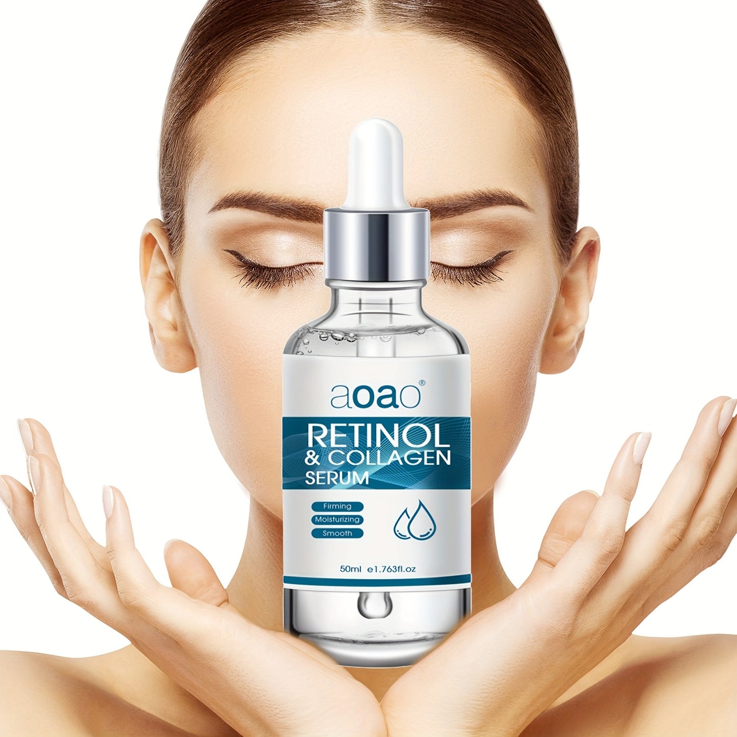 High-End Facial Treatment Serum for Smooth, Beautiful Skin with Retinol, Collagen, and Hyaluronic Acid, Alcohol-Free.