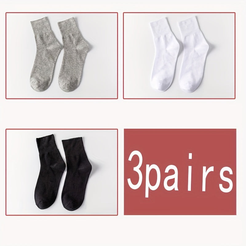 Men's Casual Plain Color Socks, Breathable Crew Socks for Spring/Autumn, EUR 39-50