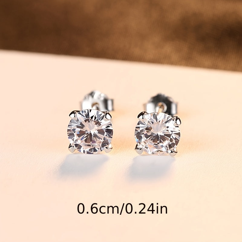 Set of three pairs of stud earrings in 925 silver for women, in sizes 4mm, 5mm, and 6mm.