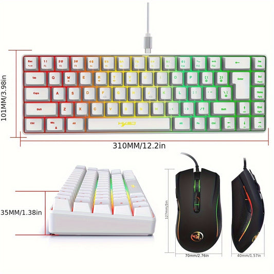 HXSJ Wired keyboard and mouse set with 68-key thin film keyboard and 3200DPI wired photoelectric mouse. USB plug and play, suitable for home gaming and office use.