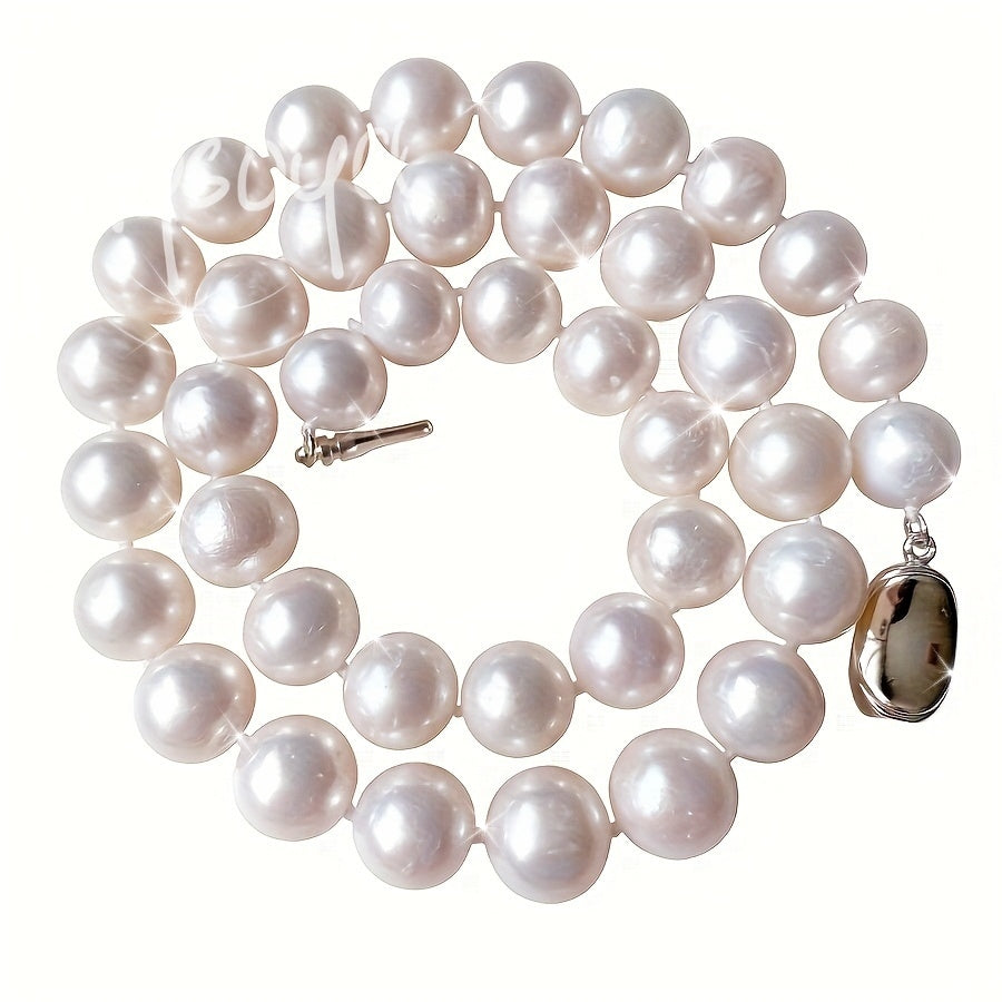 Handcrafted Natural Freshwater Pearl Necklace, Featuring 11-13mm Pearls in a Large Size. Comes with a Gift Box, Perfect for Him or Her. Ideal for Daily Wear, Parties, Birthdays, Anniversaries, and Valentine's Day.