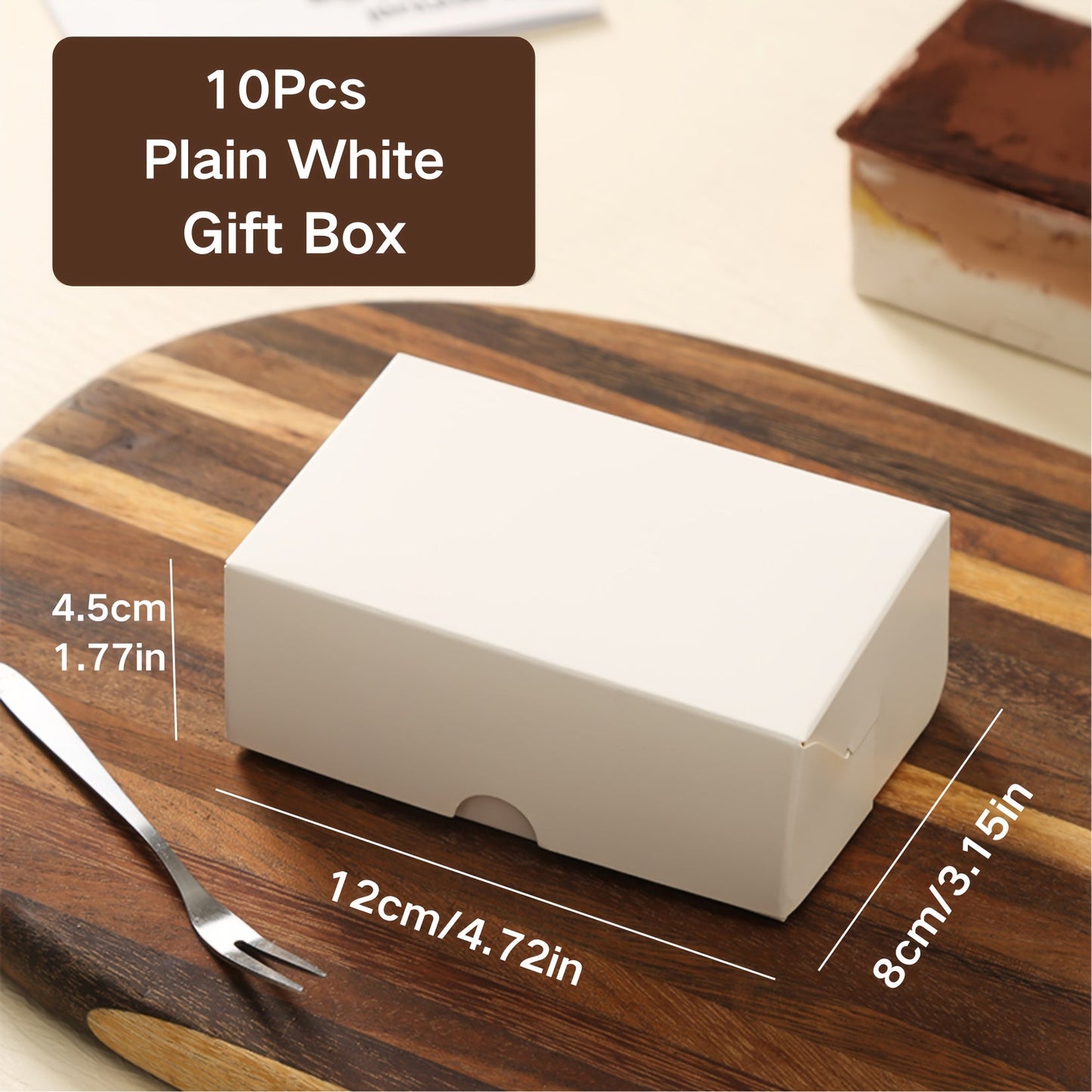 Tiramisu and Mousse Cake Dessert Packaging Box Set - Includes 5 or 10 Little Rectangle Boxes made of Paper Cardboard with Transparent Plastic Inserts. Perfect for Home Bakers and Chocolates. White Cardboard Gift Box for Bakery Take Out.