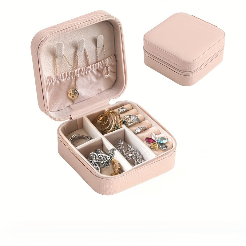 Convenient Travel Jewelry Organizer in Macaroon Color, Sleek and Compact Design for Earrings, Necklaces, Rings