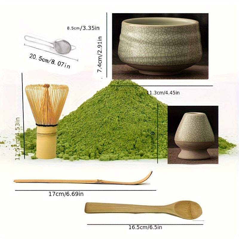 Gift Box containing a Set of 4/5/6 Matcha Sets for Halloween, Christmas, and Thanksgiving featuring Japanese-made Matcha Green Tea essentials including Matcha Whisk, Traditional Scoop, Matcha Bowl, and Ceramic Whisk Holder. A perfect Start-Up Kit for