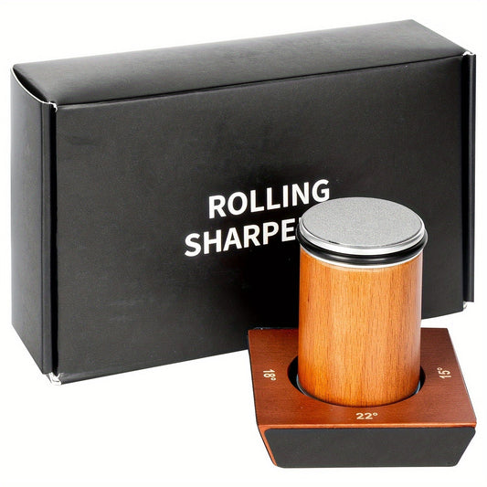 Introducing the RollSharp Metal Knife Sharpener: A reliable manual sharpening tool for kitchen knives, no electricity required! Includes a versatile angle guide kit with angles of 15°, 20°, 18°, and 22° for precise sharpening.