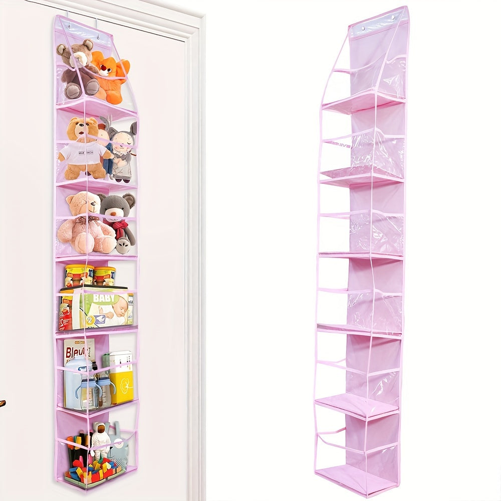 Over-the-Door Hanging Organizer with 6 Shelves, Clear Window, Made of Polyester, Unfinished, Offers Large-Capacity Storage for Teens and Adults