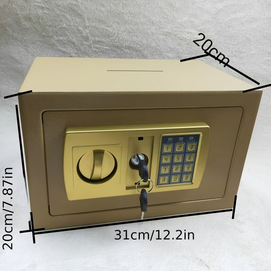 1pc Electronic Password Lock Safe Box for storing coins, paper money. Can be used for household or office storage.