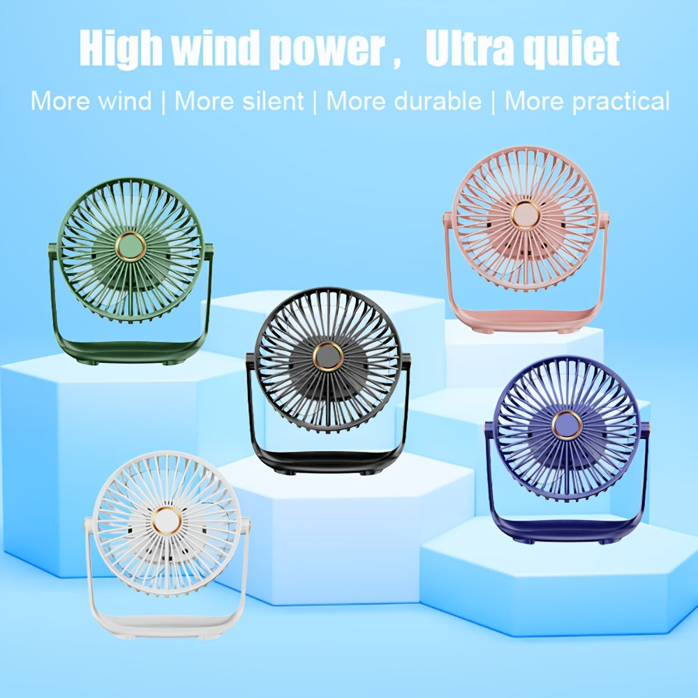 Experience the convenience of the JKUOO 19.99cm Portable Desk Fan with Nightlight. This fan features USB-C charging, 5-speed settings, 360° tilt, quiet operation, a 1200mAh lithium battery, and is made of high-quality plastic material. Perfect for both