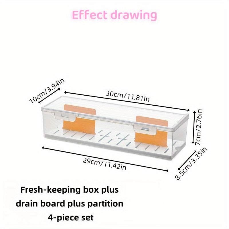 Versatile Clear Plastic Vegetable Storage Box: Ideal for Kitchen Organization, Featuring Drainage and Reusability