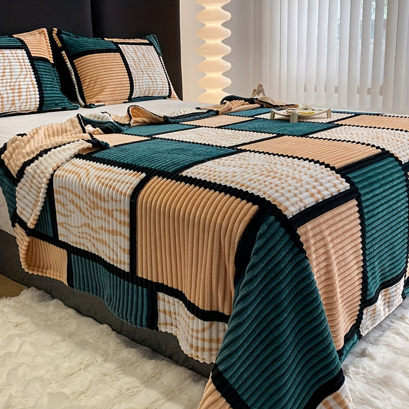 This versatile plaid plush blanket is perfect for all your needs. Whether you're looking for a cozy throw blanket for the sofa, a warm shawl for the office, or a comfortable bed cover for sleeping, this multifunctional blanket has you covered. Its