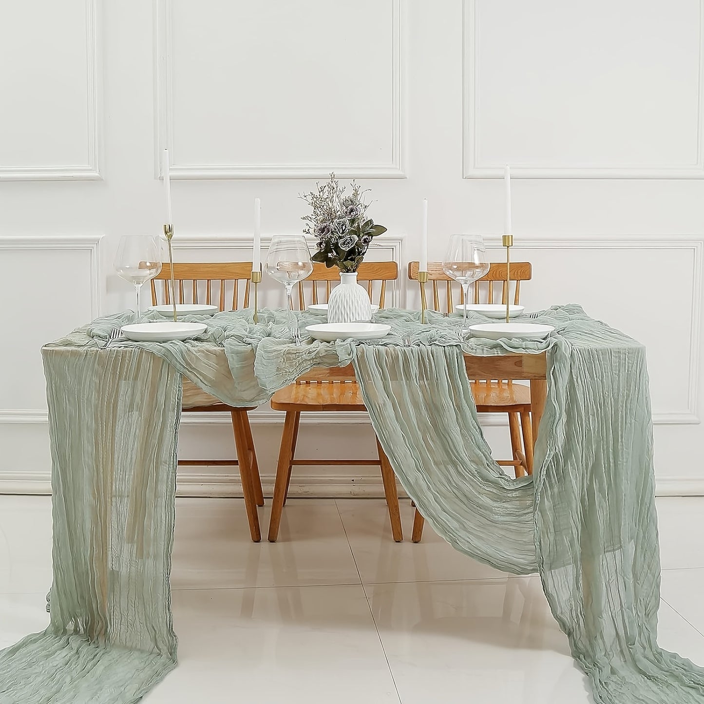 Set of 5 handmade polyester table runners, ideal for weddings and special events