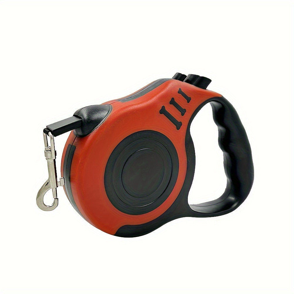 10-Foot Dual-Button Retractable Dog Leash with Polyamide Material, One-Click Brake and Lock, Comfort Grip - Battery-Free