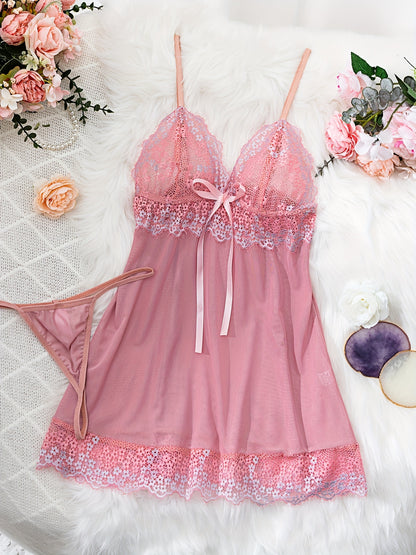 Sultry Lace Suspender Nightgown