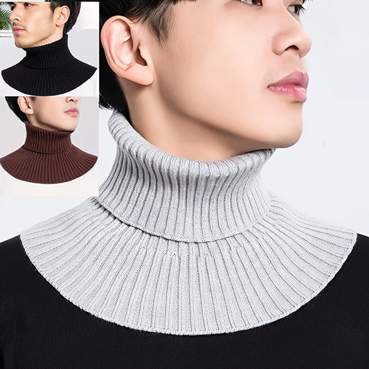 Elegant Knit Neck Gaiter for Men - Stay Warm and Stylish in Autumn & Winter with a Versatile Faux Collar Design