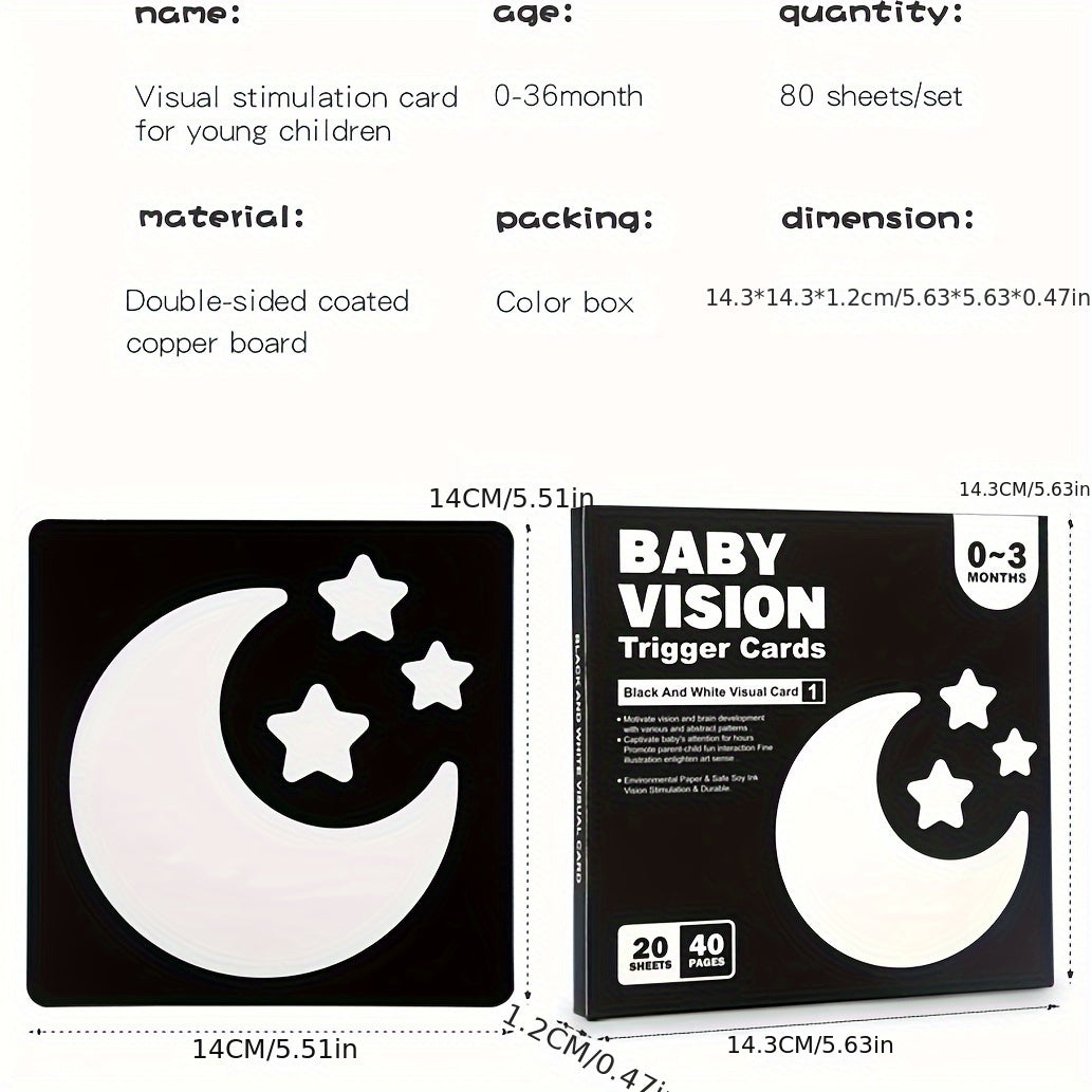 Children's early education cards for newborn babies, featuring black and white visual stimulation for cognitive development.