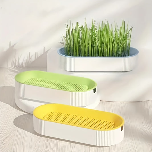 Hydroponic Cat Grass Growing Kit with Easy Sprout System, Durable Tray, Ideal for Indoor Gardening