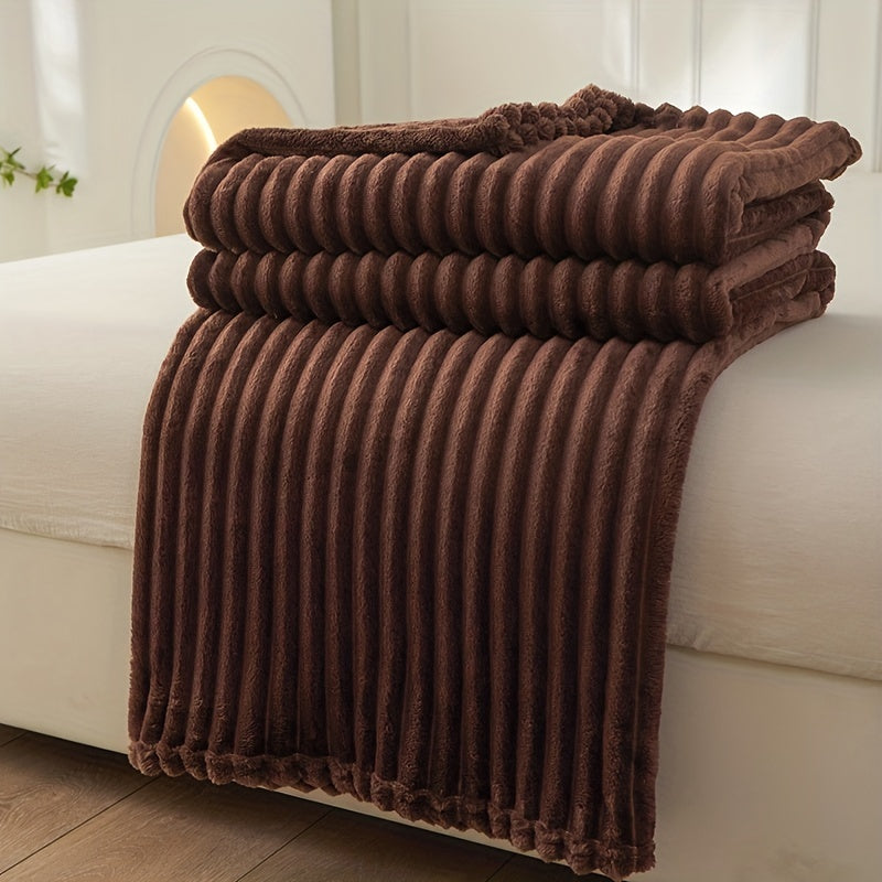 Stylish wide striped blanket in a solid color (pillow core and pillowcase not included)