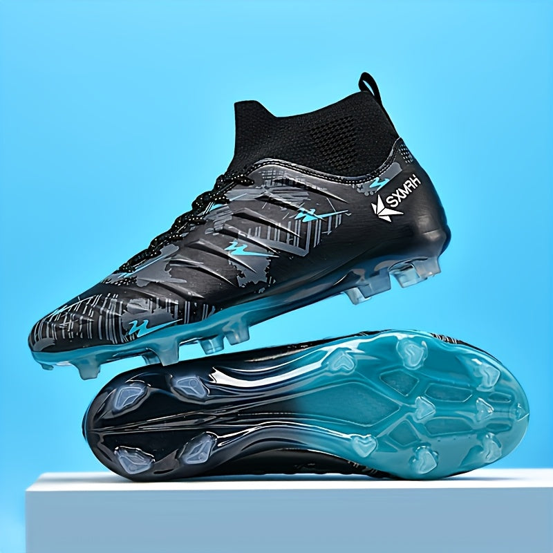 Men's soccer cleats - all-season sports style, casual lace-up football shoes with faux upper, fabric inner & insole, rubber sole.