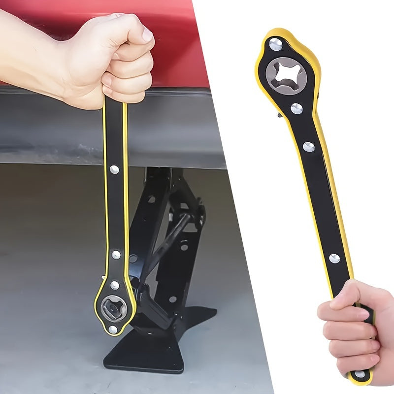 Automated labor-saving Jack Ratchet Wrench with 360° knob for forward and reverse, suitable for garage tire work on various vehicles.