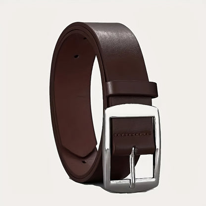 Men's simple and retro PU leather belt with smooth buckle for daily wear